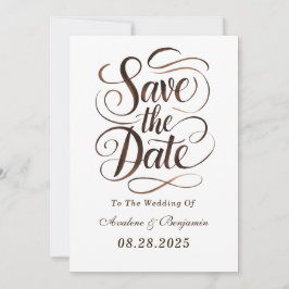 Mocha Mousse Paint Calligraphy Save Date Cards Inbjudningar