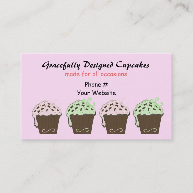 Mocha och Mint Cupcakes Visitkort (Framsida)