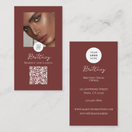 Mocha Och Vit Skriptlogotyp QR-kod Foto Smink Visitkort