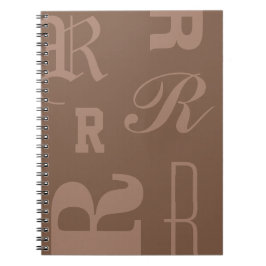 Mocha Personlig Monogram, Typografi Initialer Anteckningsbok