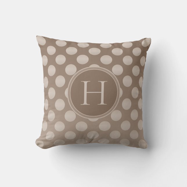 Mocha Polka dots Gradient Anpassningsbar Monogram Kudde (Framsida)