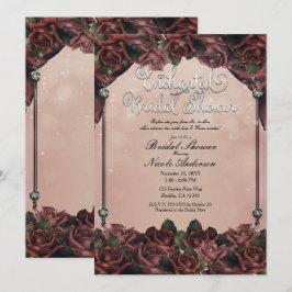 Mocha Rostbruna Rosor Elegant Höstbröllop Inbjudningar