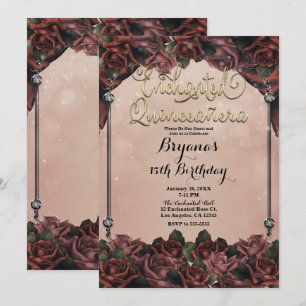Mocha Rostbruna Rosor Elegant Quinceañera 15-årsfi Inbjudningar