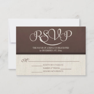 Mocha Rustic Linen OSA Reply Card Kort
