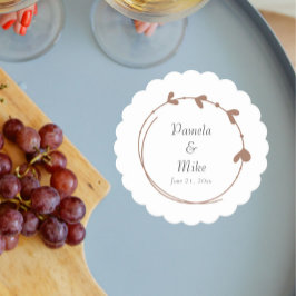 Mocha Simple Heart WAN Bröllop Underlägg Papper