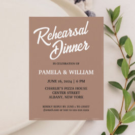 Mocha Simple Stil Bröllop Rehearsal Middag Inbjudningar