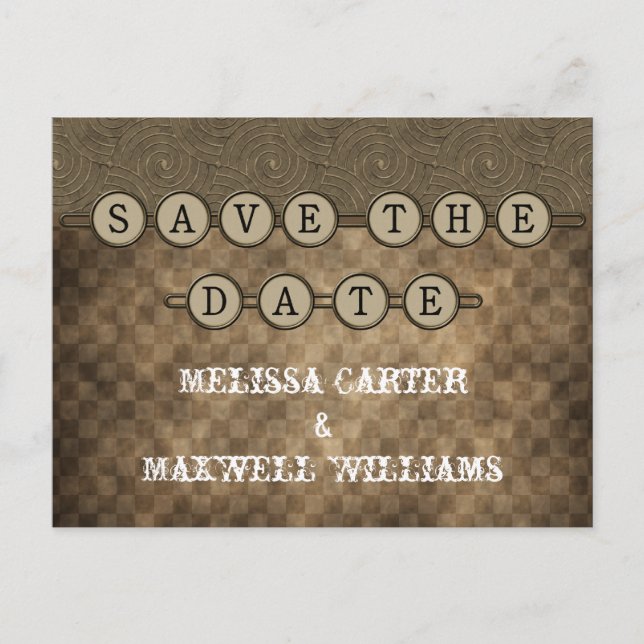 Mocha Steampunk-knappar Spara datum Postkort Meddelande Vykort (Framsida)