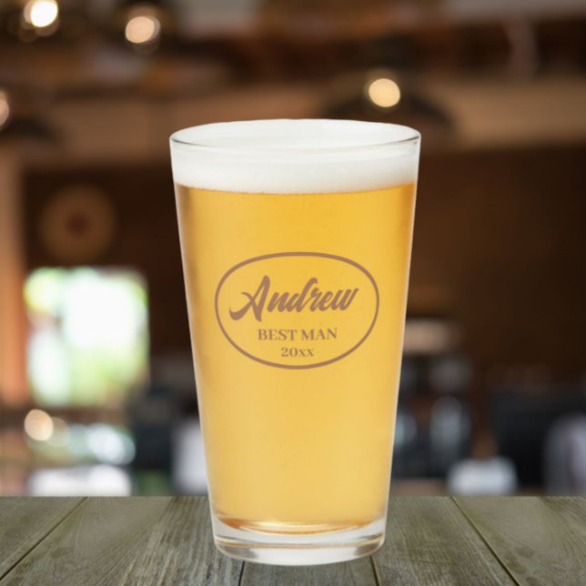 Mocha Stylized Namn Bröllop Best Man Glaskopp (In Situ)