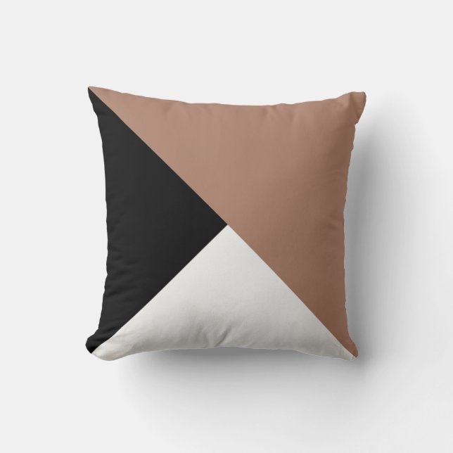 Mocha Svart Vit Diagonal Färgblock Kuddé Kudde (Framsida)