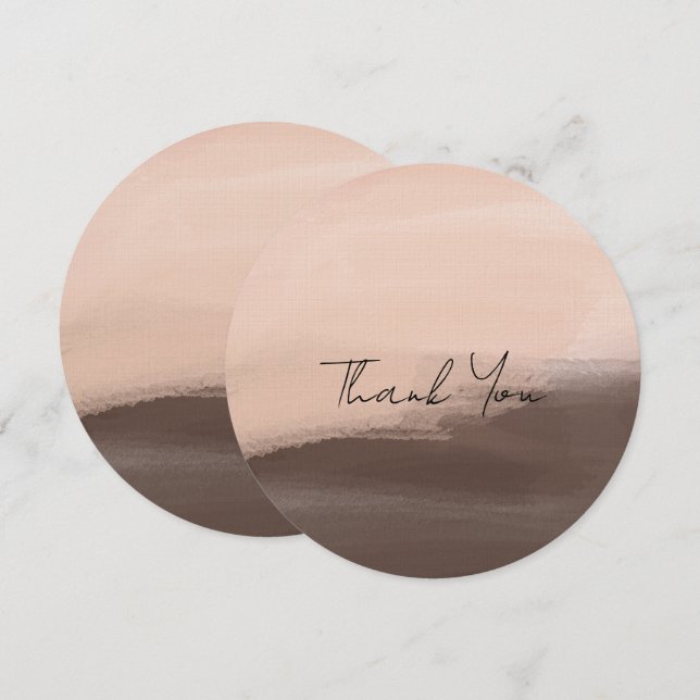 Mocha Vattenfärg Abstrakt Tack Kort (Fram/baksida)