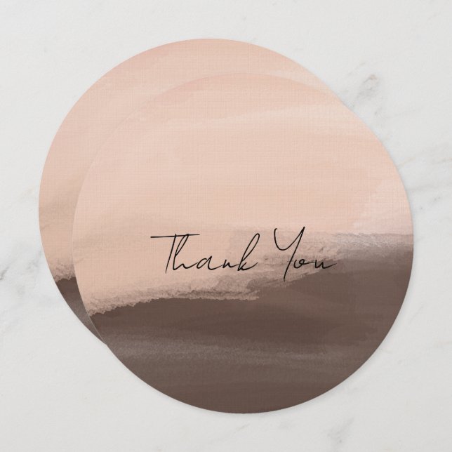 Mocha Watercolor Abstract Tack Kort (Fram/baksida)