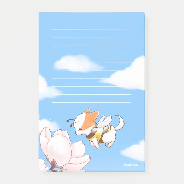 Mochi Bee and Flowers Blooming Springy Blommigt Post-it Block (Framsida)