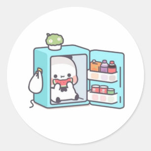 Mochi Brownie Bear och Baby Panda Runt Klistermärke