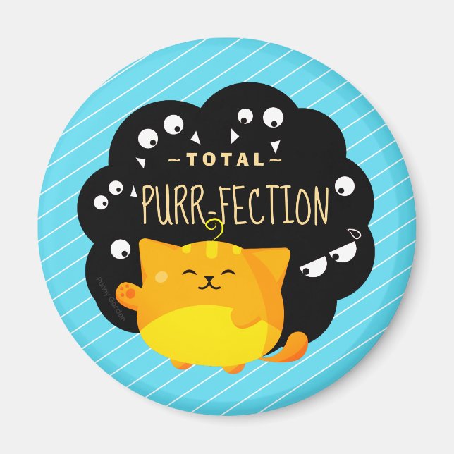 Mochi Halloween - Cute Orange Cat Purr-fection Magnet (Framsidan)