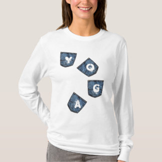 Mock Denim Pockets - Yoga Shirts med Hoodie T-shirt
