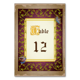 Mock upp Medieval, upplyst Manuscript Bröllop Bordsnummer