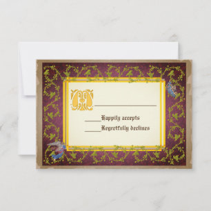 Mock upp Medieval, upplyst Manuscript Bröllop OSA Kort