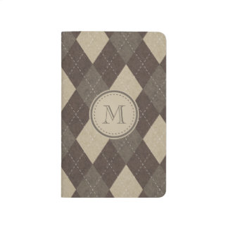 Mocka Chocca bruna Argyle med monogramen Anteckningsbok