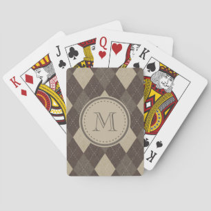 Mocka Chocca bruna Argyle med monogramen Kortlek