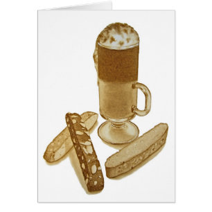Mockakaffe och Biscotti Hälsningskort