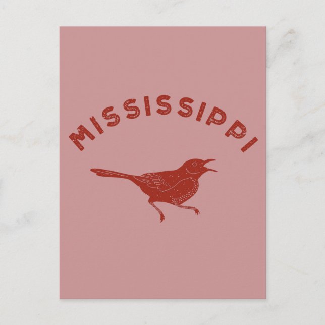 Mockingbird Mississippi State Bird Maroon Vykort (Framsida)
