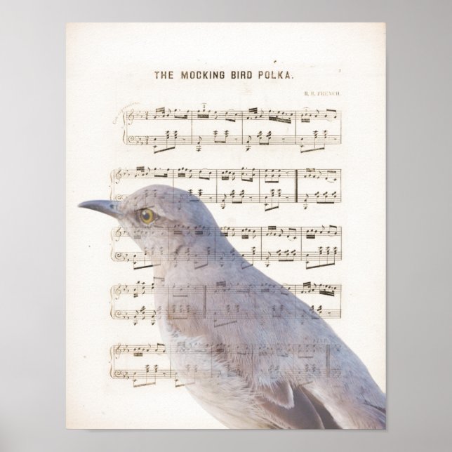 Mockingbird Vintage Music Lakan Art Print Poster (Framsidan)