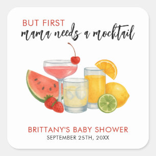 Mocktail Baby Shower Summer Minimalist Fyrkantigt Klistermärke