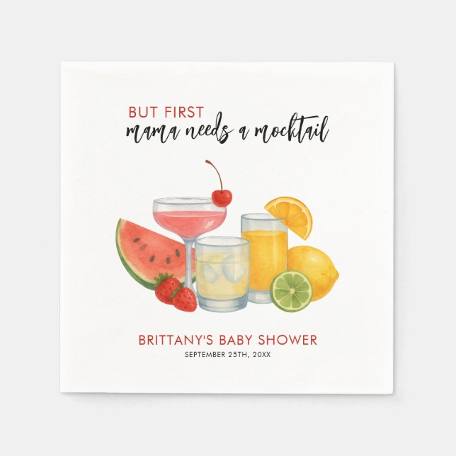 Mocktail Baby Shower Summer Minimalist Pappersservett (Framsidan)