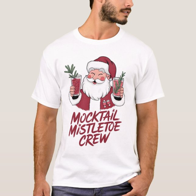 Mocktail Misteltoe Nyktra Tomte Crew  T Shirt (Framsida)