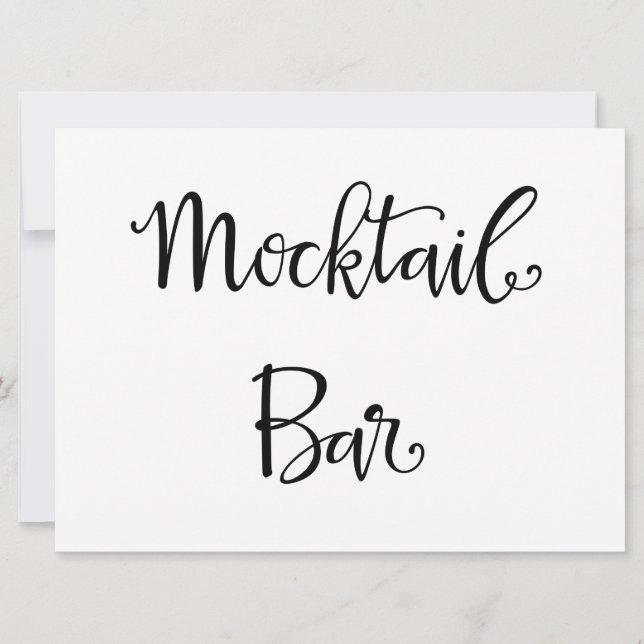 Mocktail Pub Simple Calligraphy Bröllop Sign (Framsida)