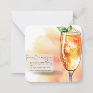 Mocktail Recipe Faux Champagne Party favor Anteckningskort
