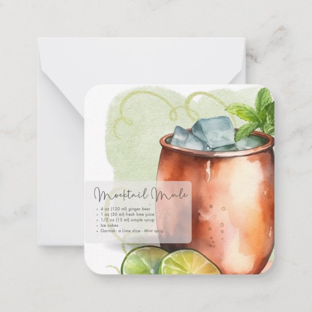 Mocktail Recipe Virgin Moskva Mule Party-förmån Anteckningskort (Baksida)