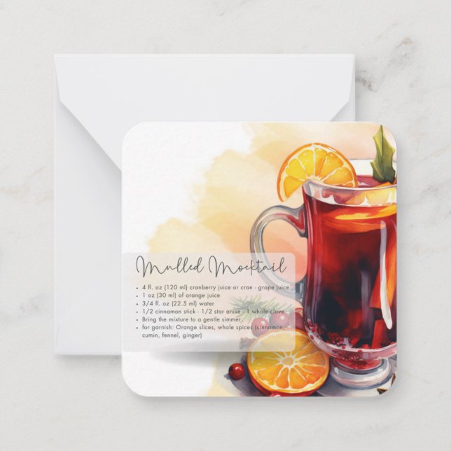 Mocktail Recipe Virgin Mulled Vin Party Favoriter Anteckningskort (Baksida)