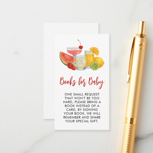Mocktail Summer Baby Shower Bokar för Baby Tilläggskort (Fram/Back In Situ)