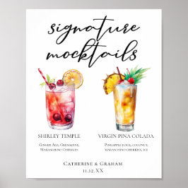 Mocktails Menu Shirley Temple Piña Colada Poster