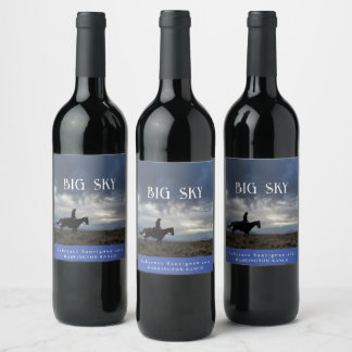 Mockup Big Himlar Western Anpassningsbar Vin Vinflaska Etikett