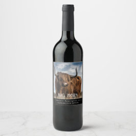 Mockup Big Horn Cattle Anpassningsbar Vin-etikette Vinflaska Etikett