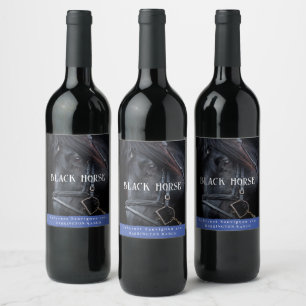 Mockup Black Horse Western Anpassningsbar Vin etik Vinflaska Etikett