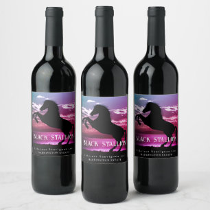 Mockup Black Stallion Anpassningsbar Vin-etiketter Vinflaska Etikett