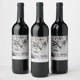 Mockup Cats Meow Anpassningsbar Vin-etiketter Vinflaska Etikett