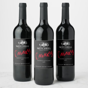 Mockup Dragon Vapensköld Black Anpassningsbar Vin- Vinflaska Etikett