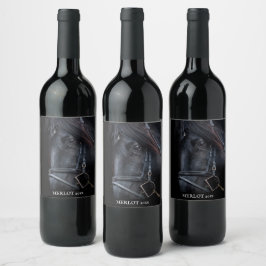 Mockup Elegant Black Horse Anpassningsbar Vin etik Vinflaska Etikett