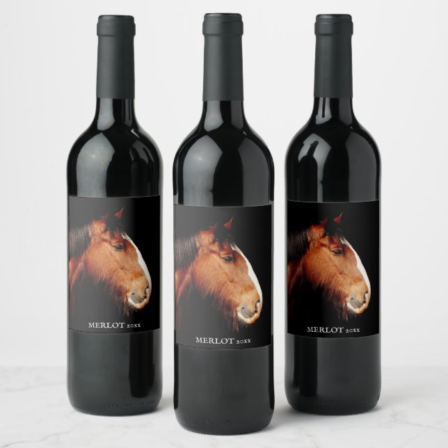 Mockup Elegant Rust Horse Anpassningsbar Vin Etike Vinflaska Etikett (Flaskor)