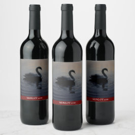 Mockup Elegant Svan Anpassningsbar Vin-etikett Vinflaska Etikett