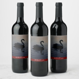 Mockup Elegant Svan Anpassningsbar Vin-etikett Vinflaska Etikett