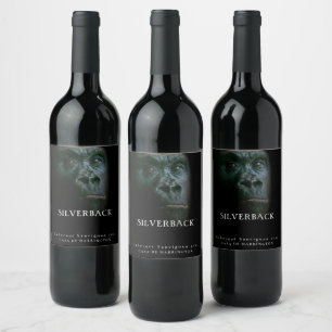 Mockup Gorilla Silverback Anpassningsbar Vin-etike Vinflaska Etikett