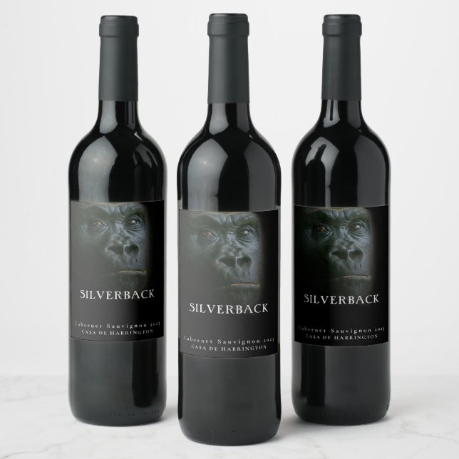 Mockup Gorilla Silverback Anpassningsbar Vin-etike Vinflaska Etikett (Flaskor)