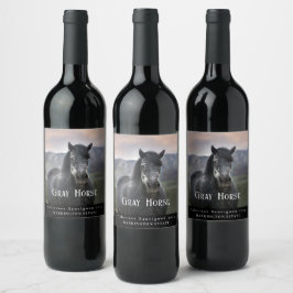 Mockup Grått Horse Anpassningsbar Vin etiketter