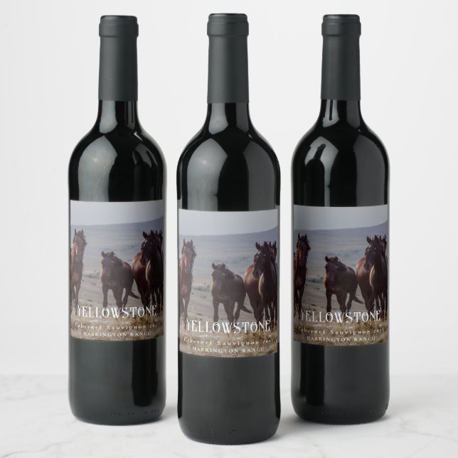 Mockup Horses Westerna Anpassningsbar Vin-etikette Vinflaska Etikett (Flaskor)