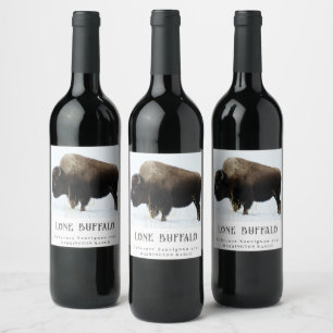 Mockup Lone Buffalo Väster Anpassningsbar Vin etik Vinflaska Etikett